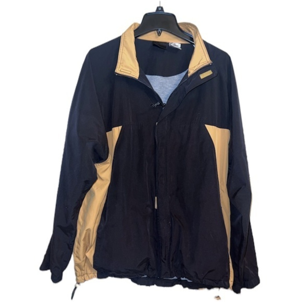 Vintage Head Jacket Zip Up Windbreaker Colorblock Black Golden Jersey Lining XL